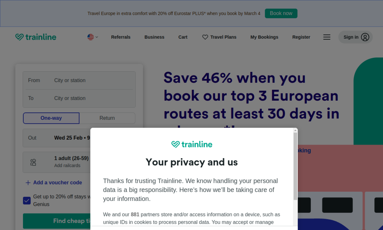 Trainline screenshot