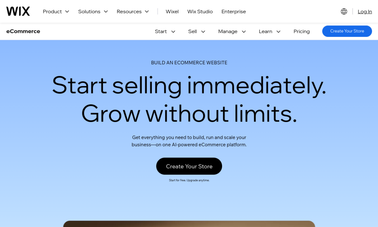 Wix eCommerce screenshot