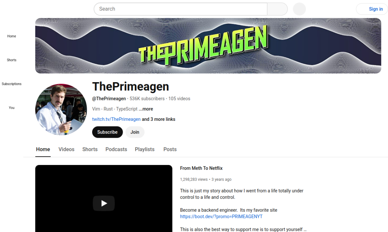 ThePrimeagen screenshot