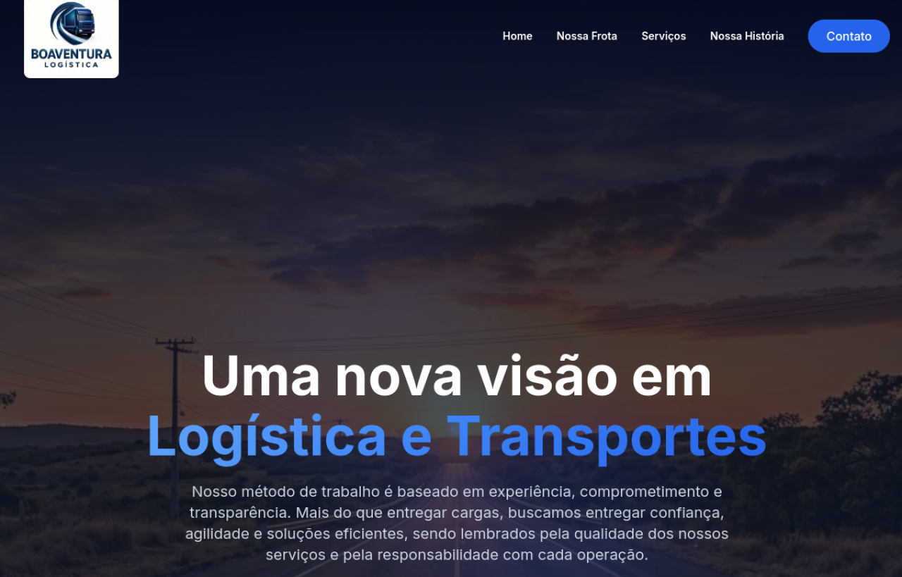 Boaventura Logística - Print do site