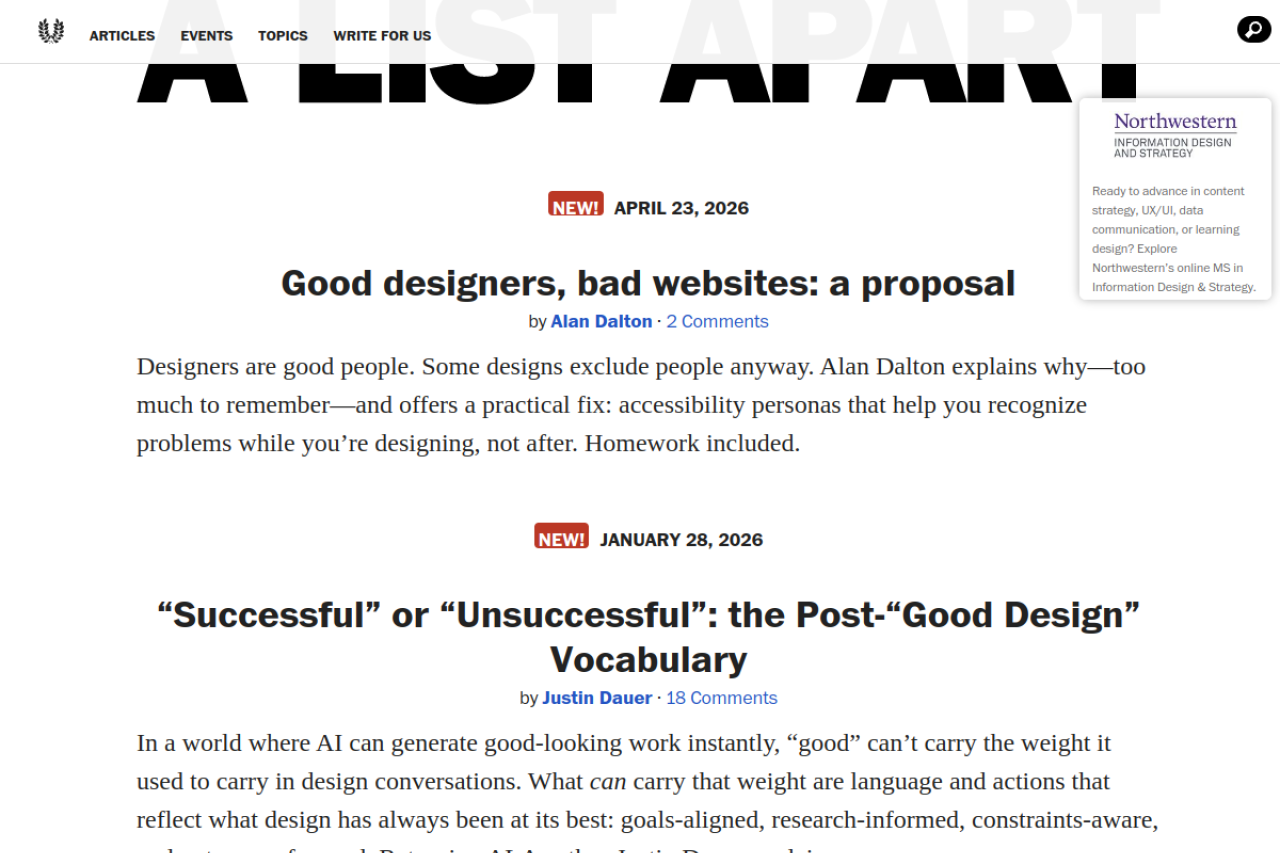 Screenshot of alistapart.com