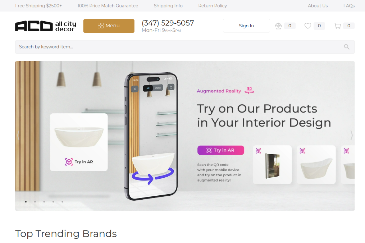 Screenshot of allcitydecor.com