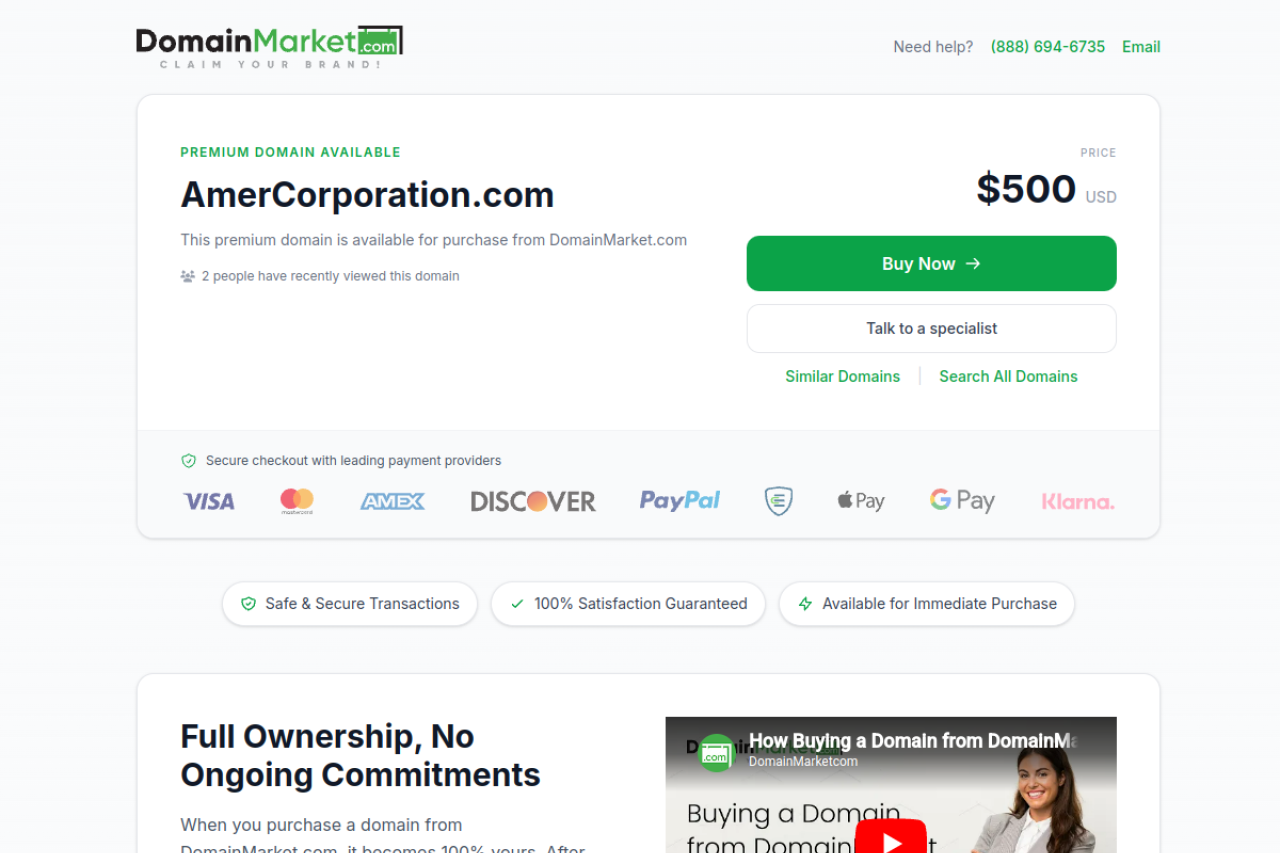 Screenshot of amercorporation.com
