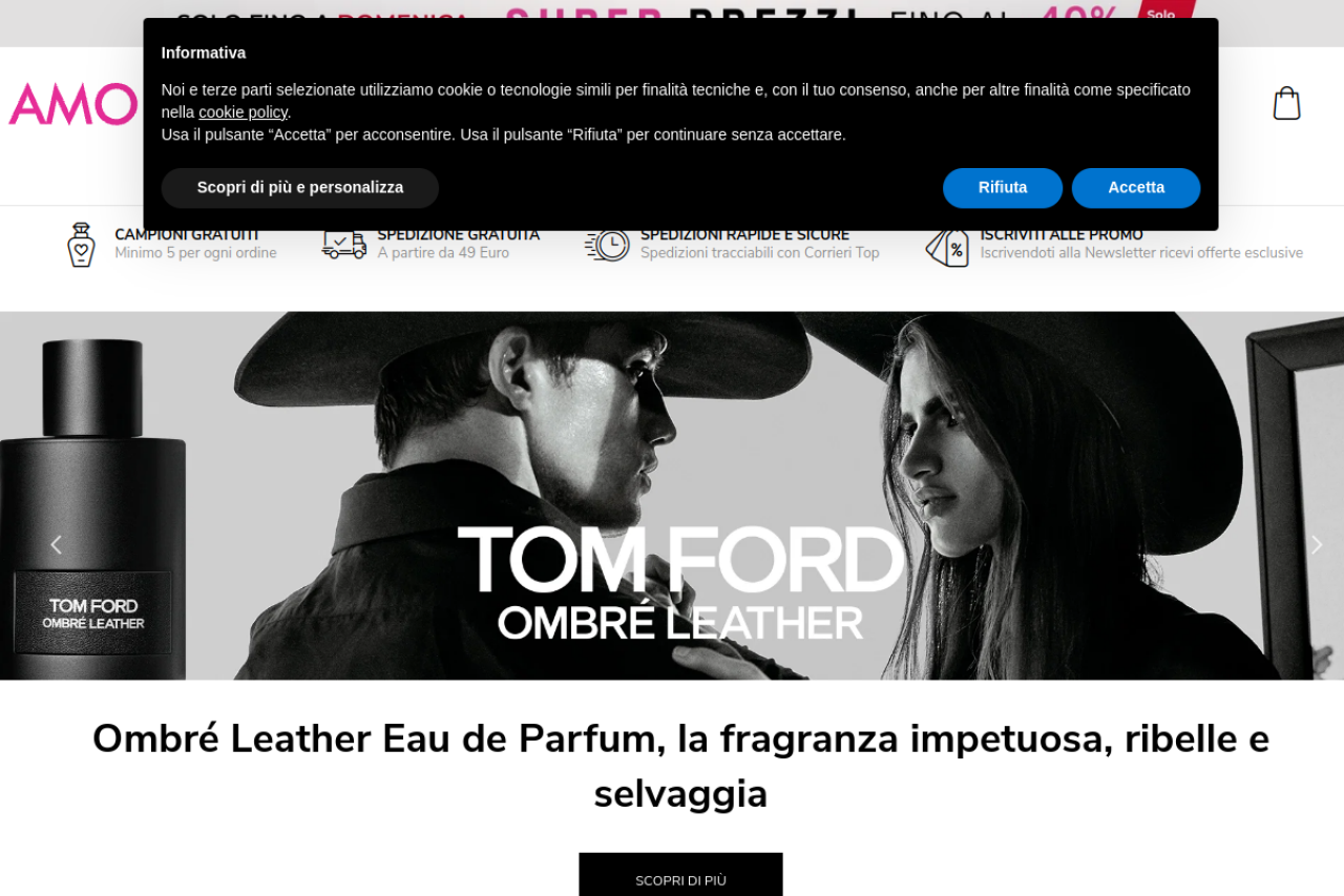 Screenshot of amorettiprofumi.com