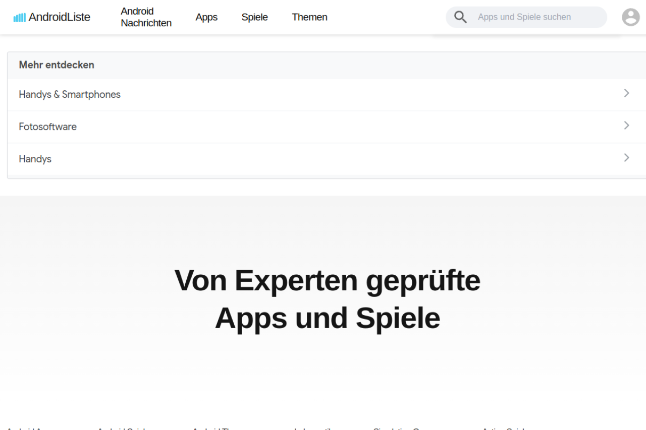 Screenshot of androidliste.de