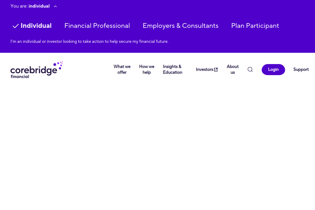 Screenshot of corebridgefinancial.com