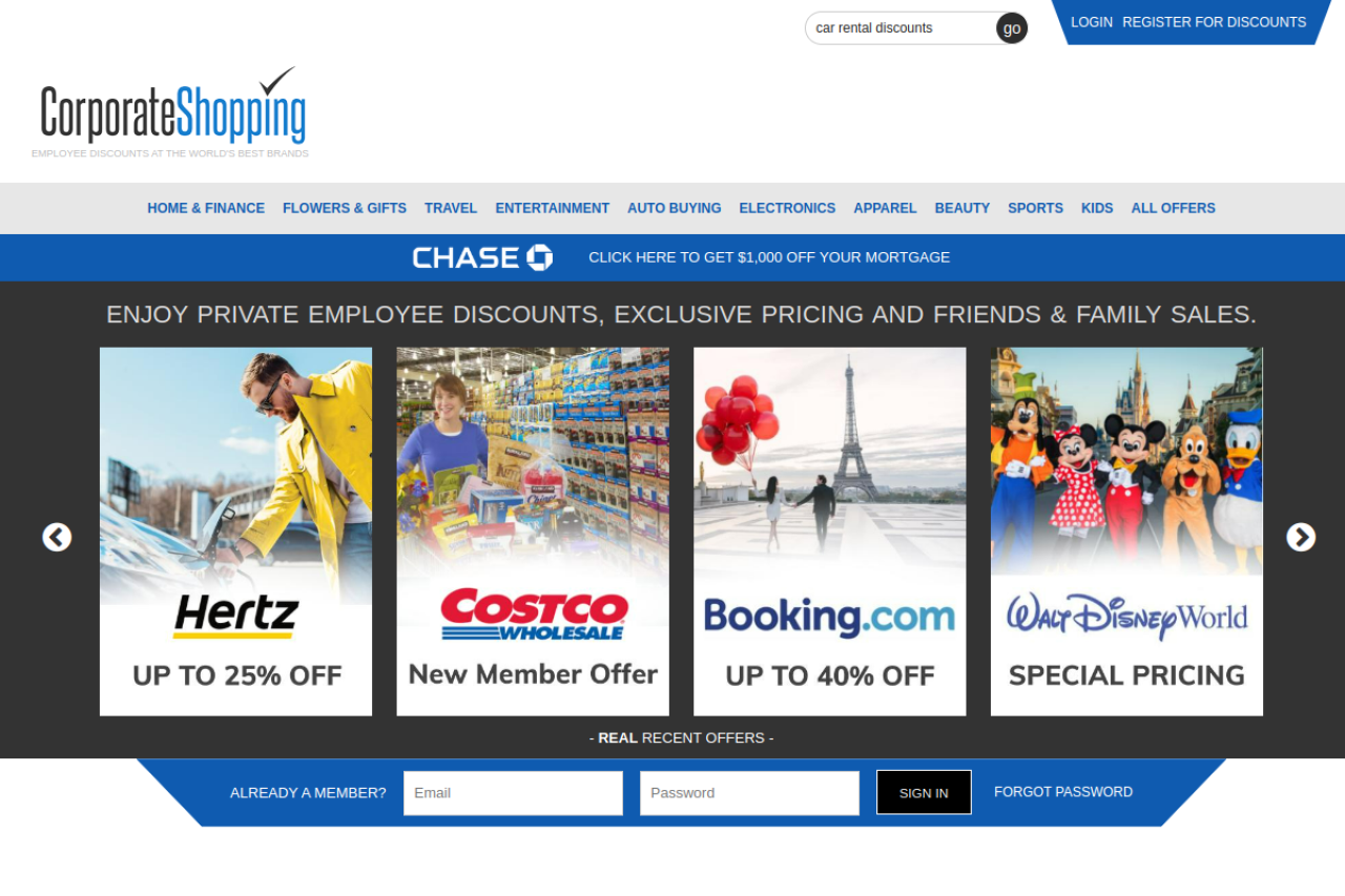 Screenshot of corporateshopping.com