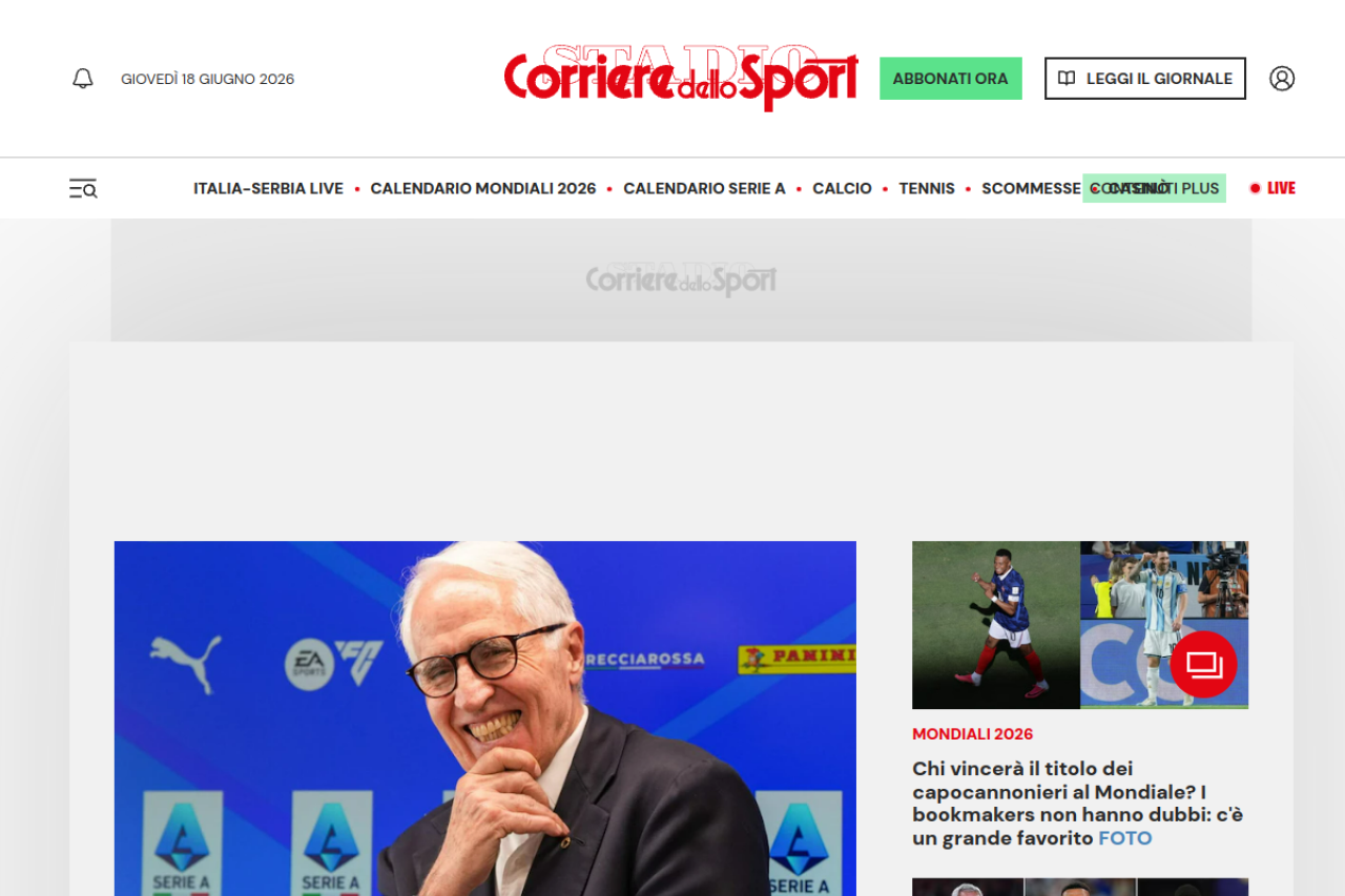 Screenshot of corrieredellosport.it