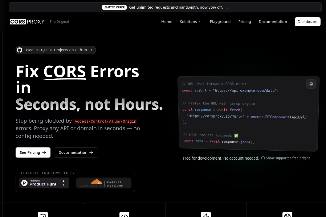 Screenshot of corsproxy.io