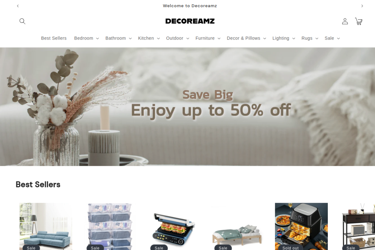 Screenshot of decoreamz.com