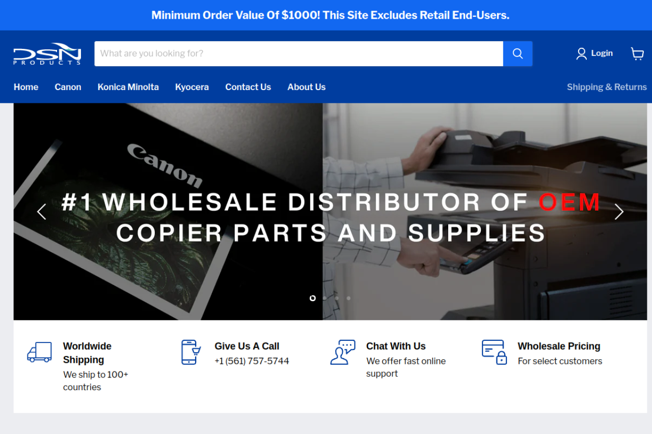 Screenshot of dsnproducts.com