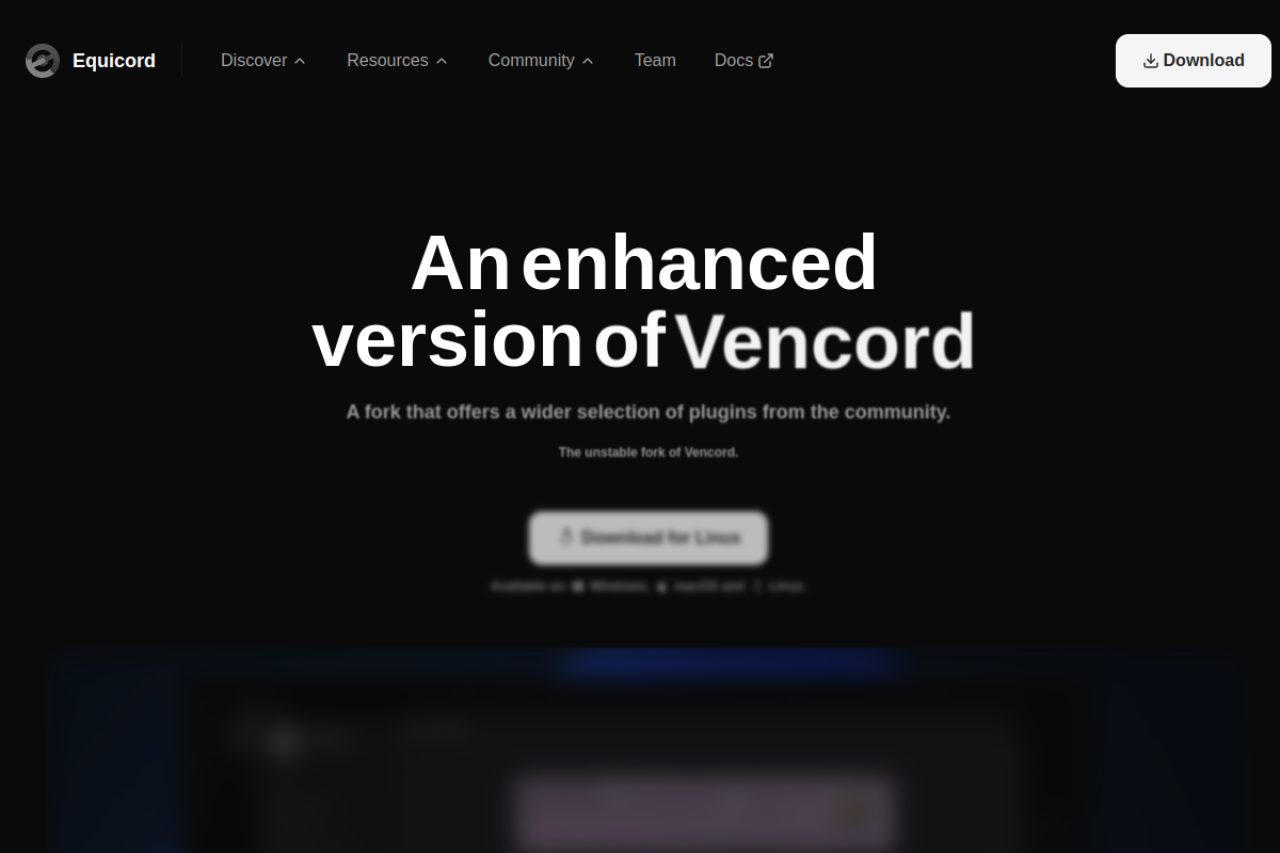 Screenshot of equicord.org