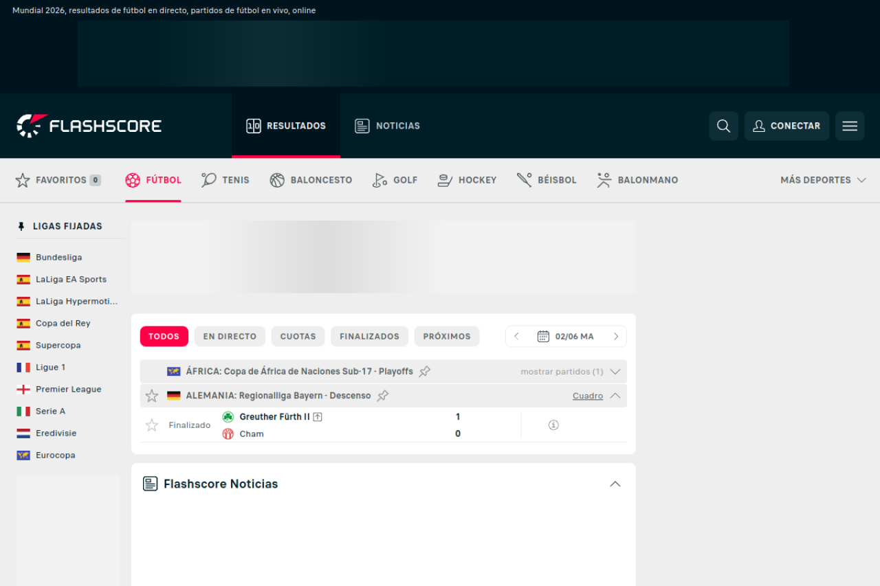 Screenshot of flashscore.es