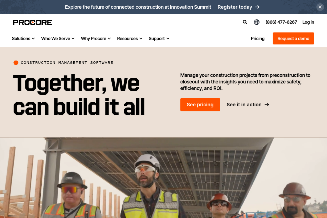Screenshot of procore.com