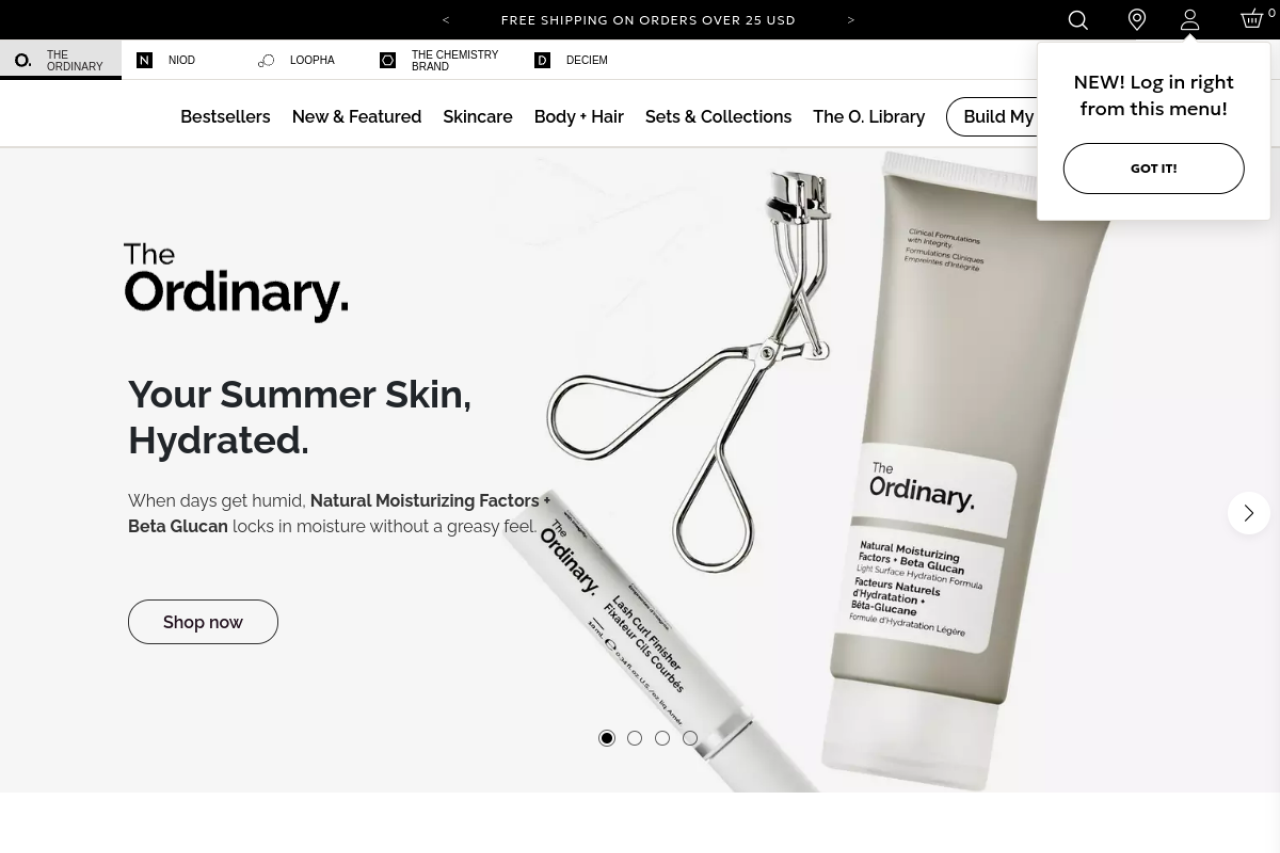Screenshot of theordinary.com
