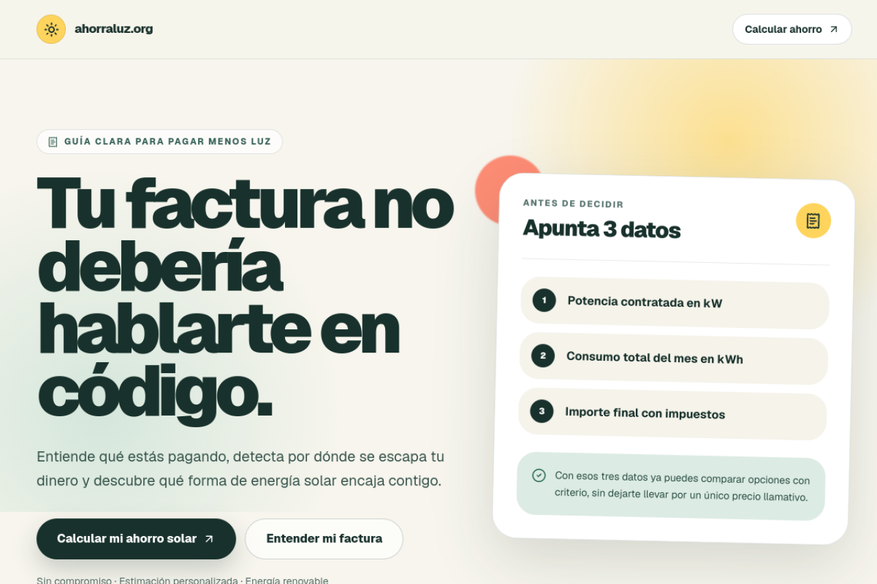 Screenshot of ahorraluz.org