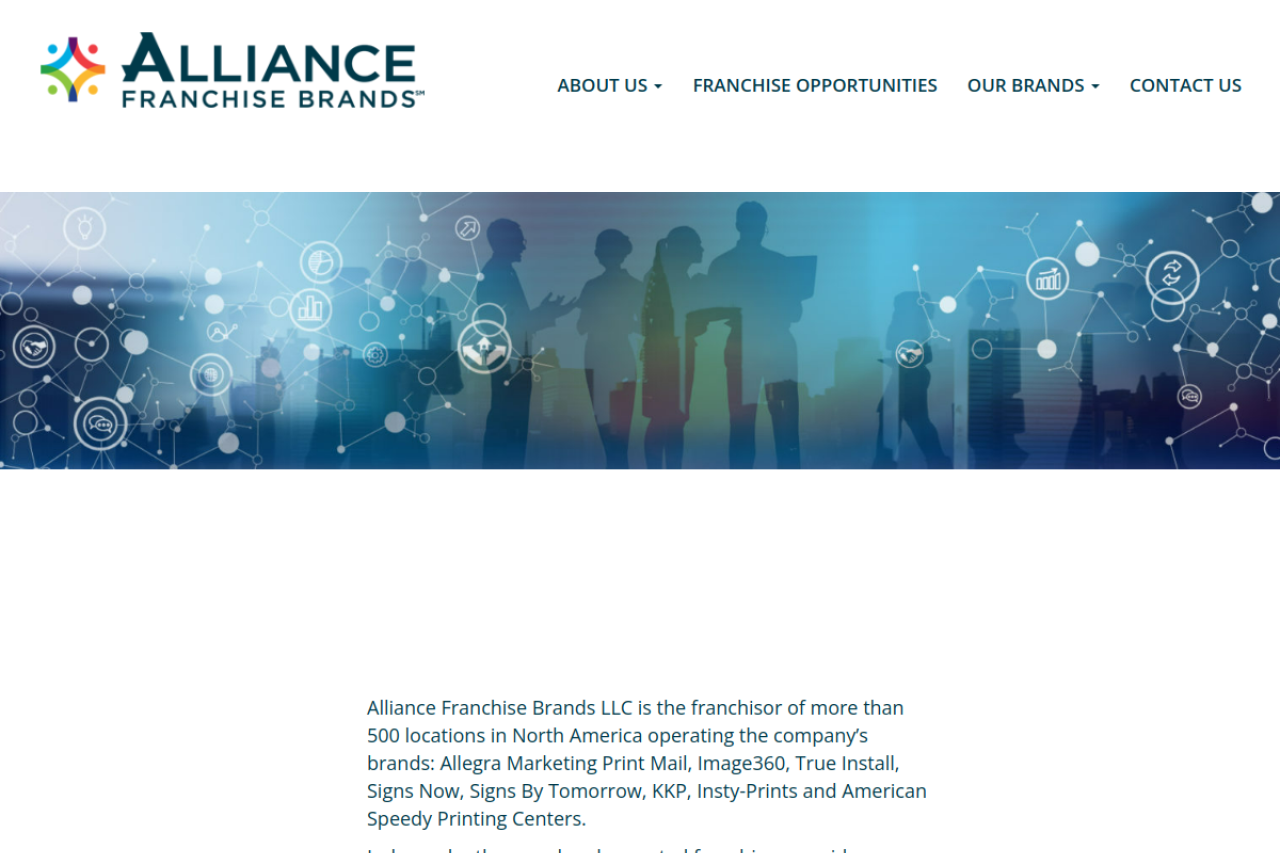 Screenshot of alliancefranchisebrands.com