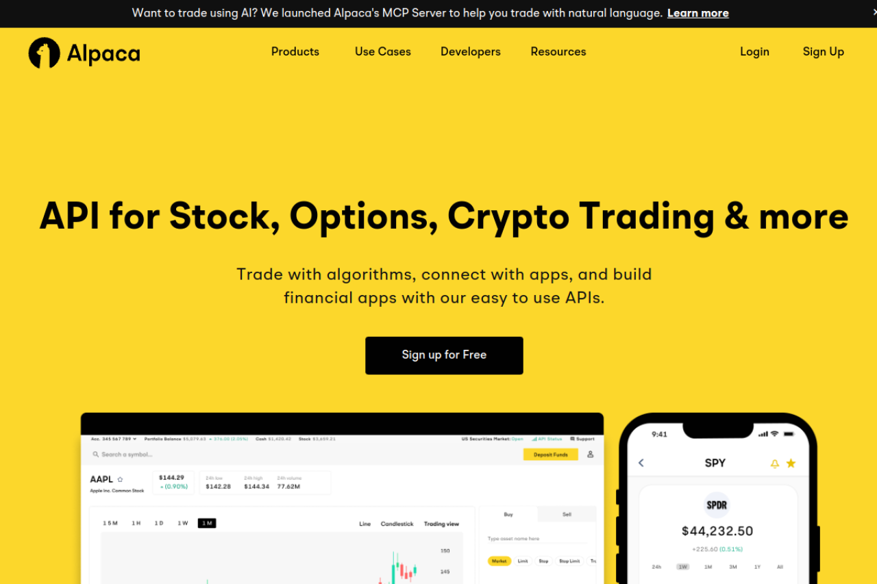 Screenshot of alpaca.markets
