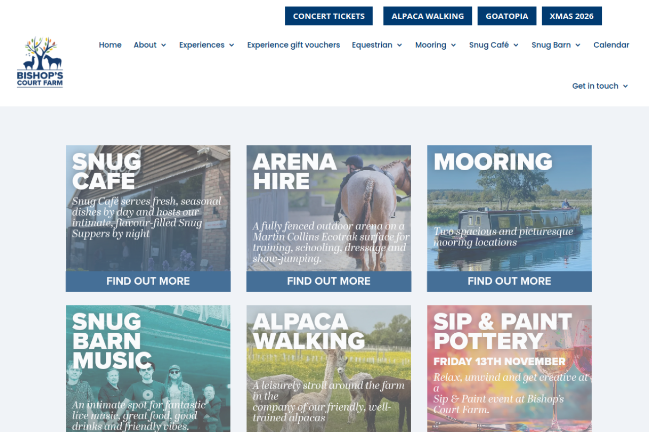 Screenshot of bishopscourtfarm.com