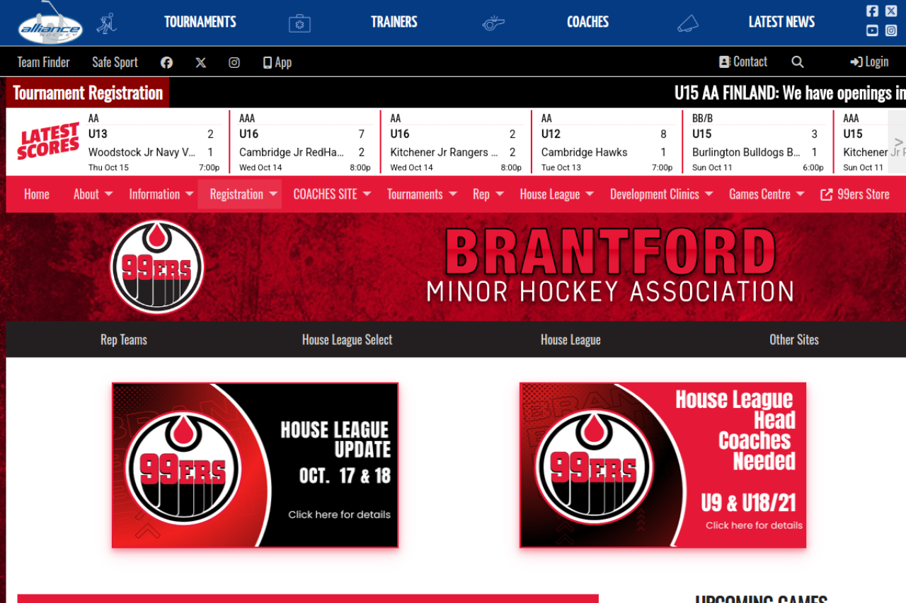 Screenshot of brantfordminorhockey.com