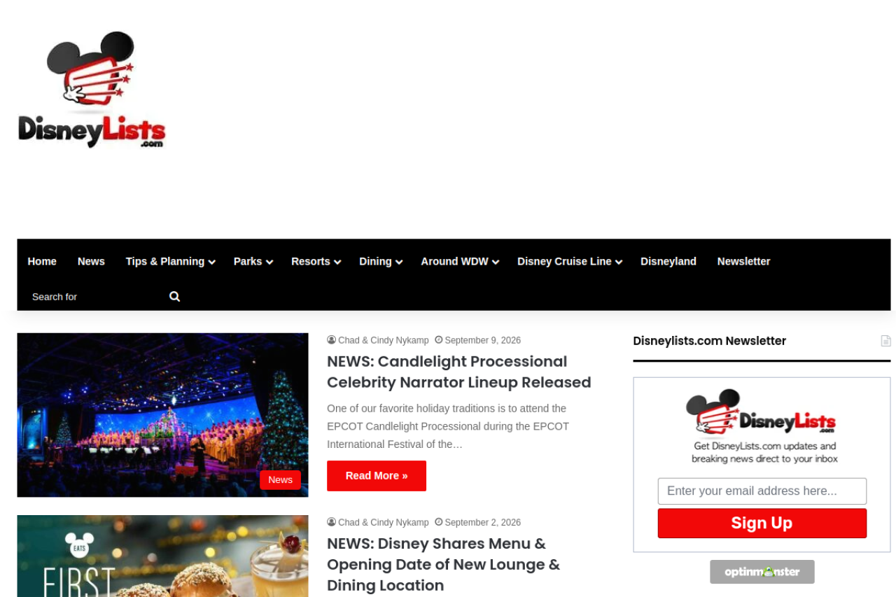 Screenshot of disneylists.com