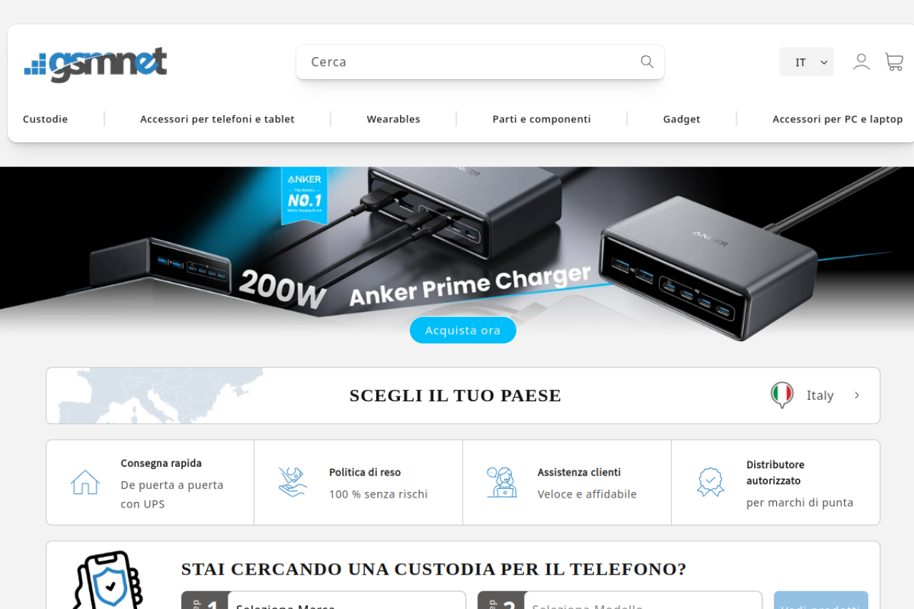 Screenshot of gsmnetshop.it