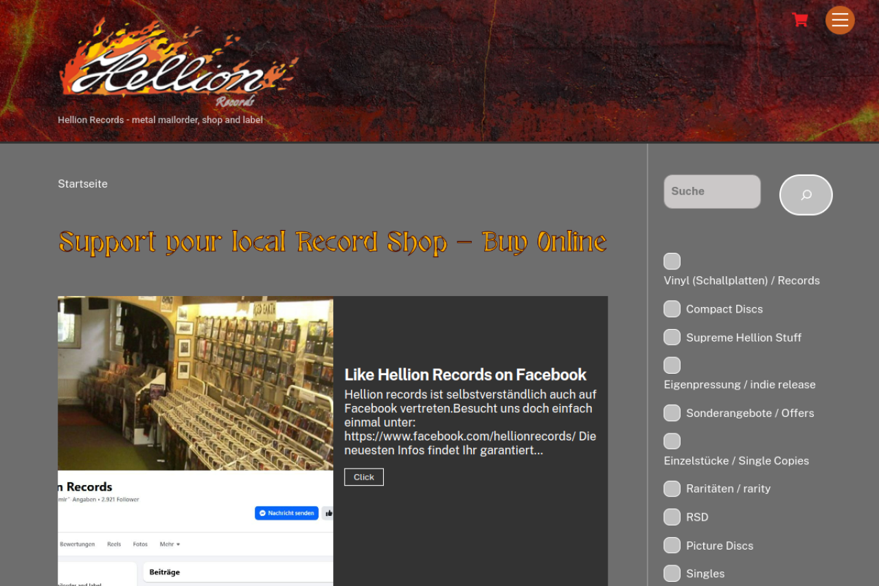 Screenshot of hellionrecords.de