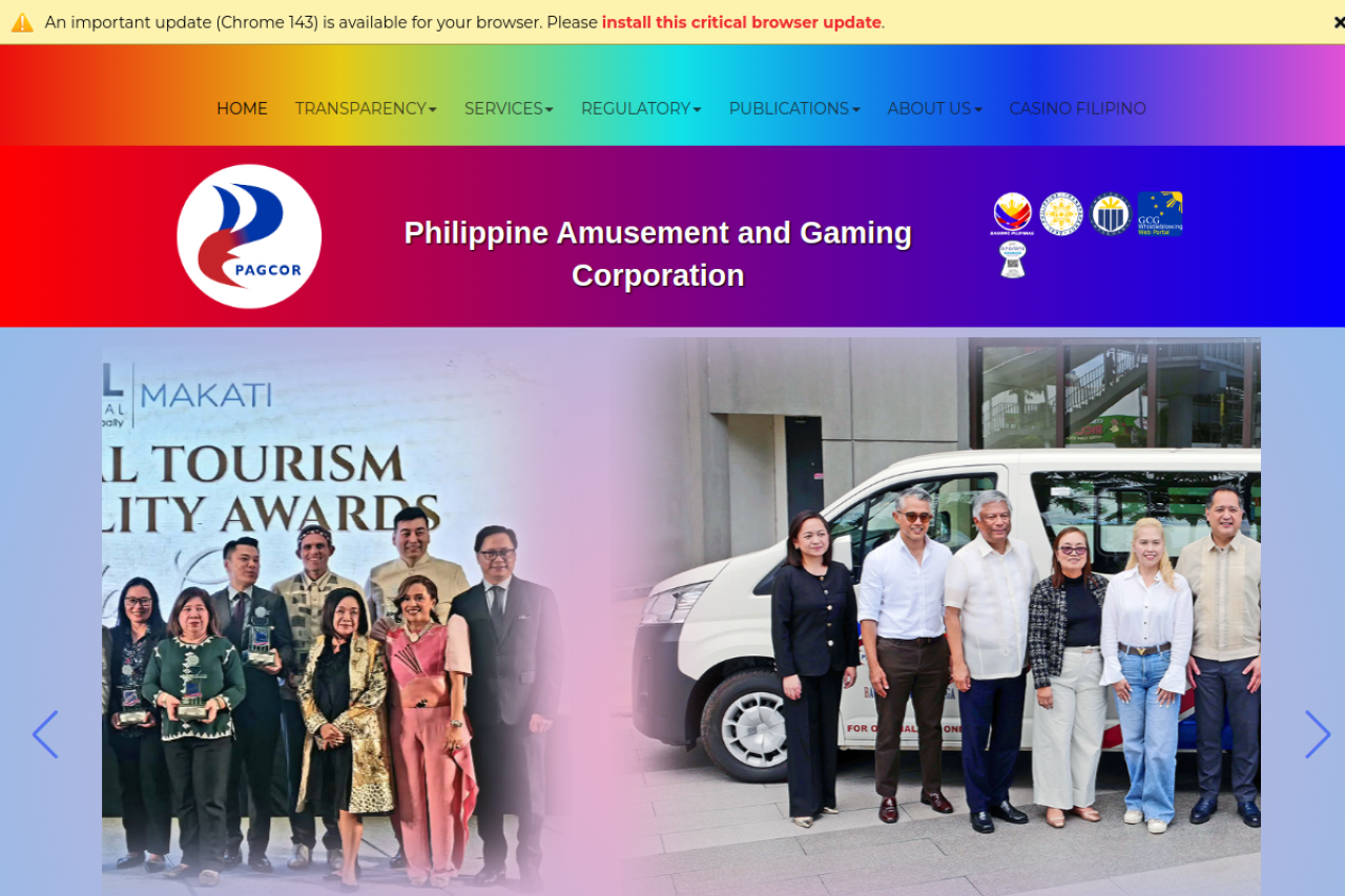 Screenshot of pagcor.ph