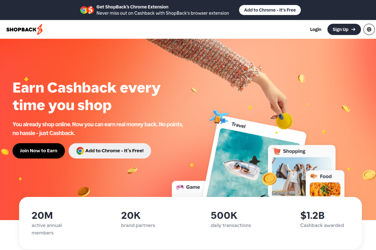 Screenshot of shopback.sg