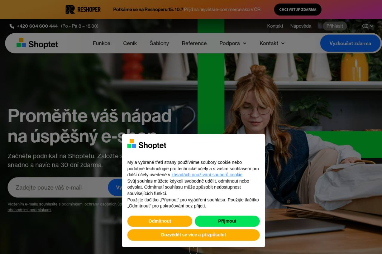 Screenshot of shoptet.cz