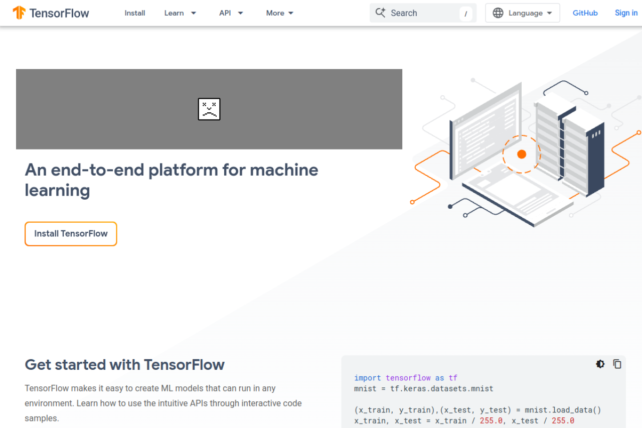 Screenshot of tensorflow.org