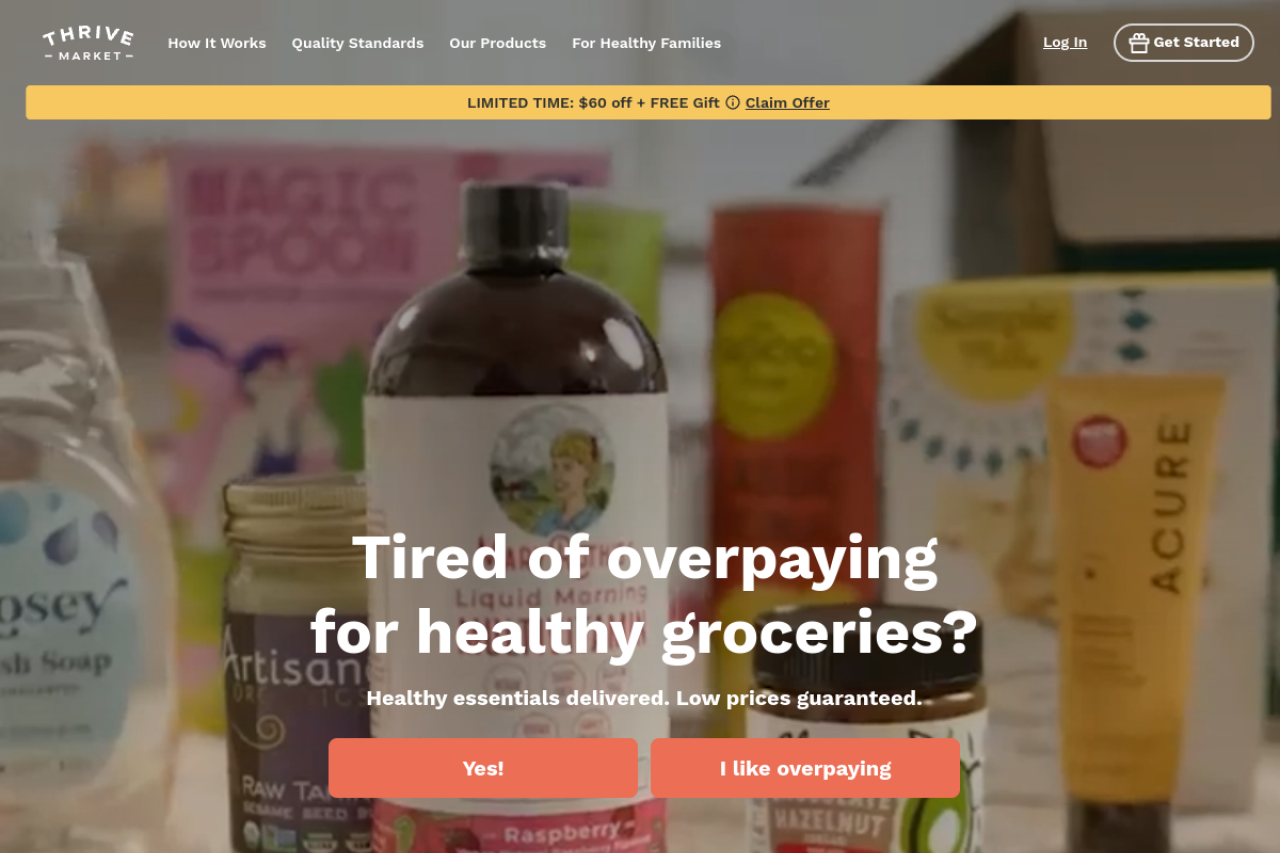 Screenshot of thrivemarket.com