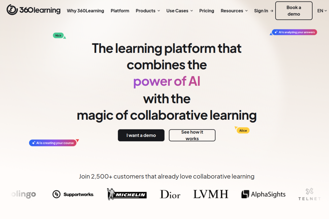 Screenshot of 360learning.com