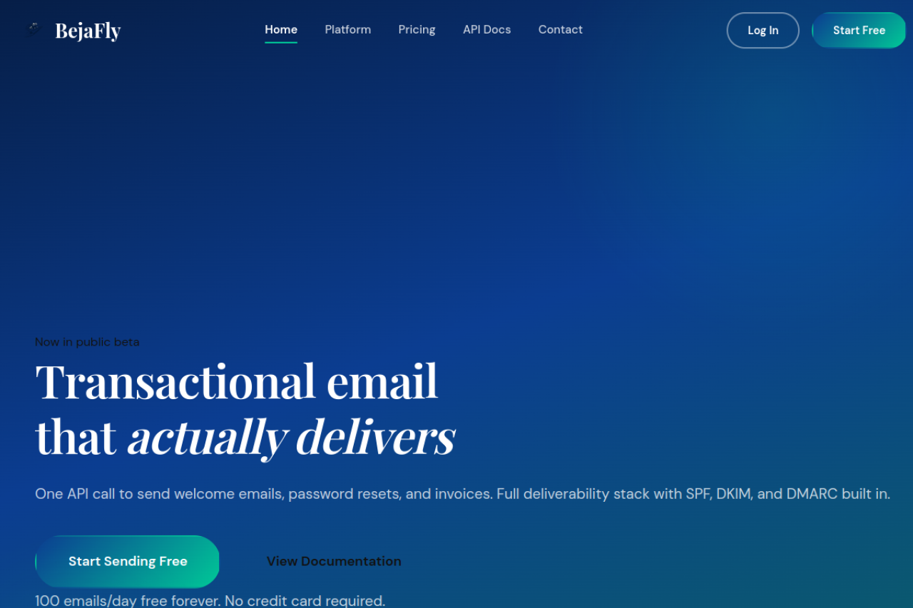 Full website screenshot of bejafly.com