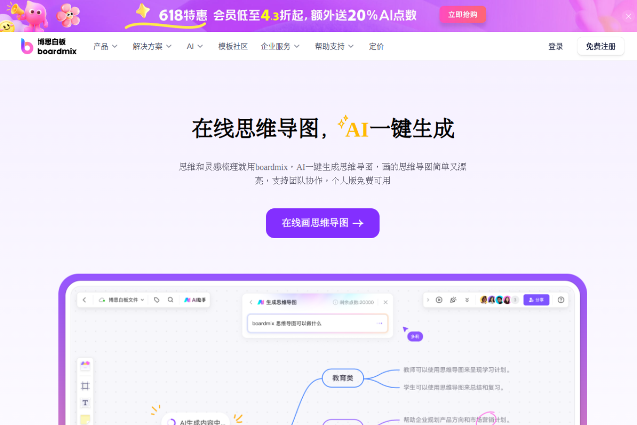 在线思维导图工具，AI一键生成思维导图