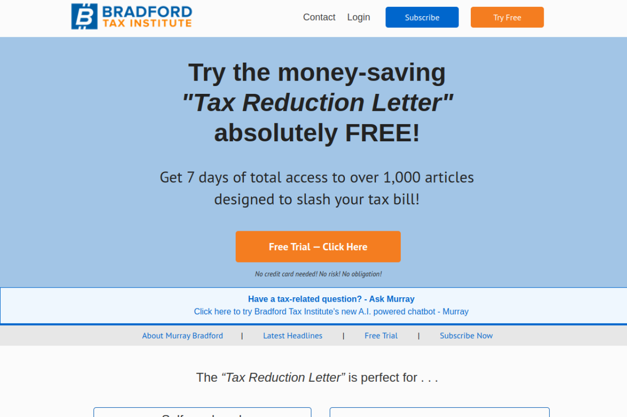 Screenshot of bradfordtaxinstitute.com