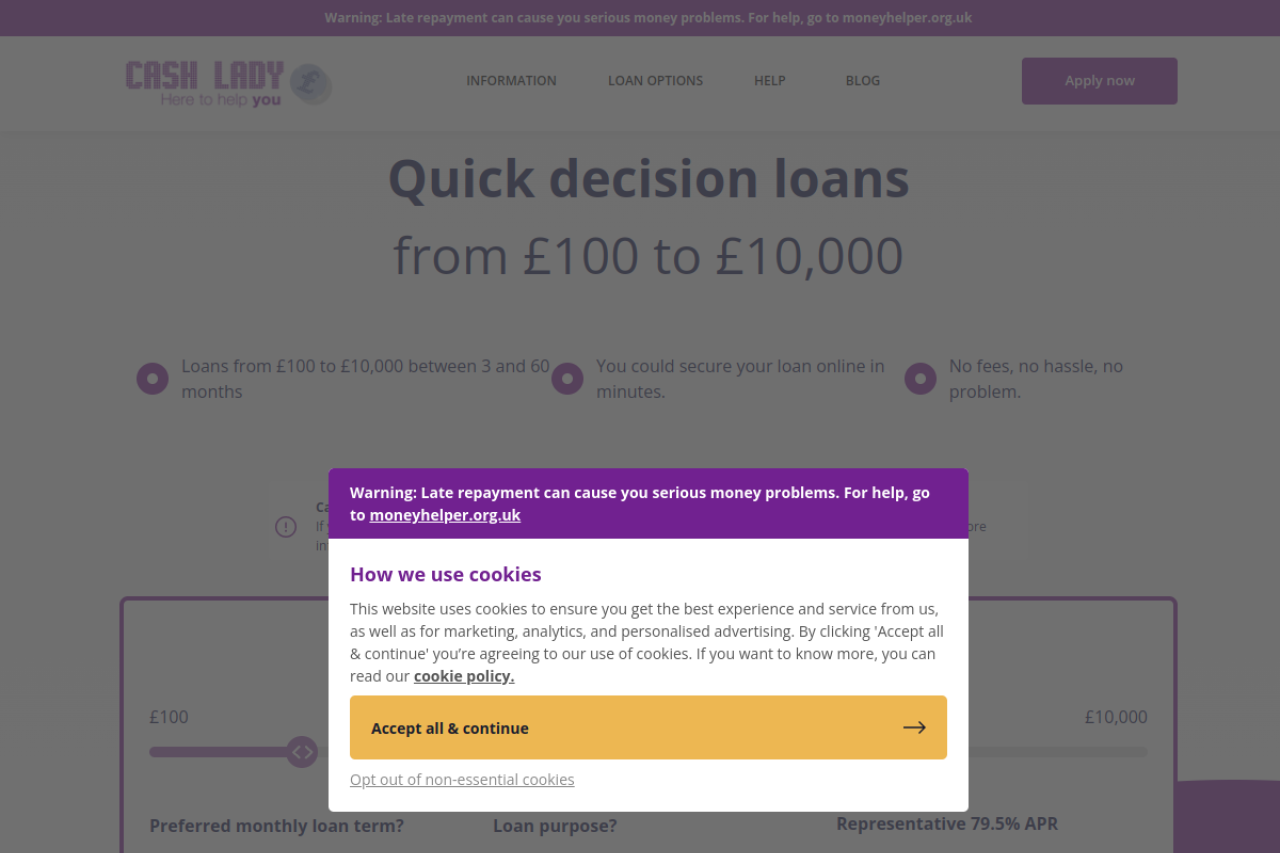Screenshot of cashlady.com