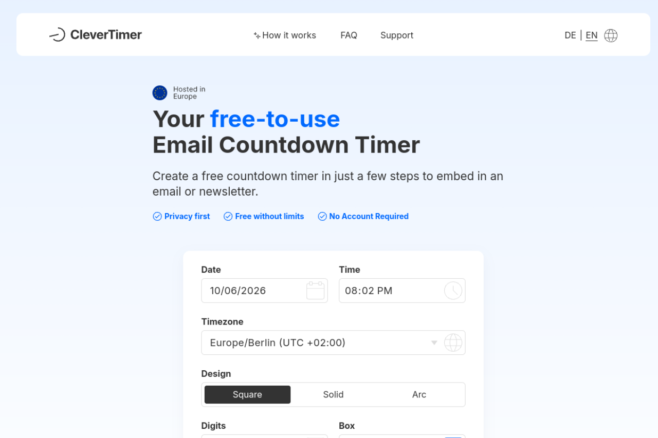 Screenshot of clevertimer.org