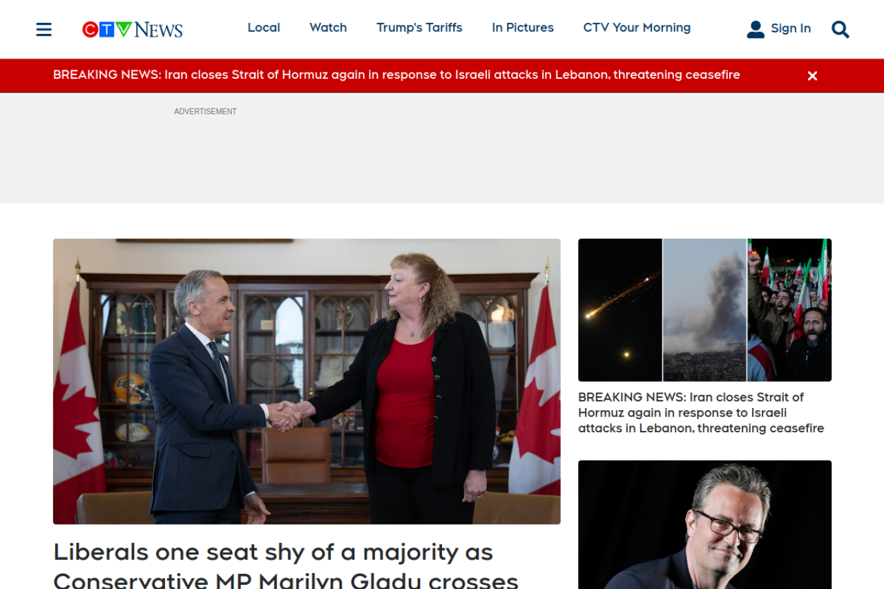 Screenshot of the ctvnews.ca homepage