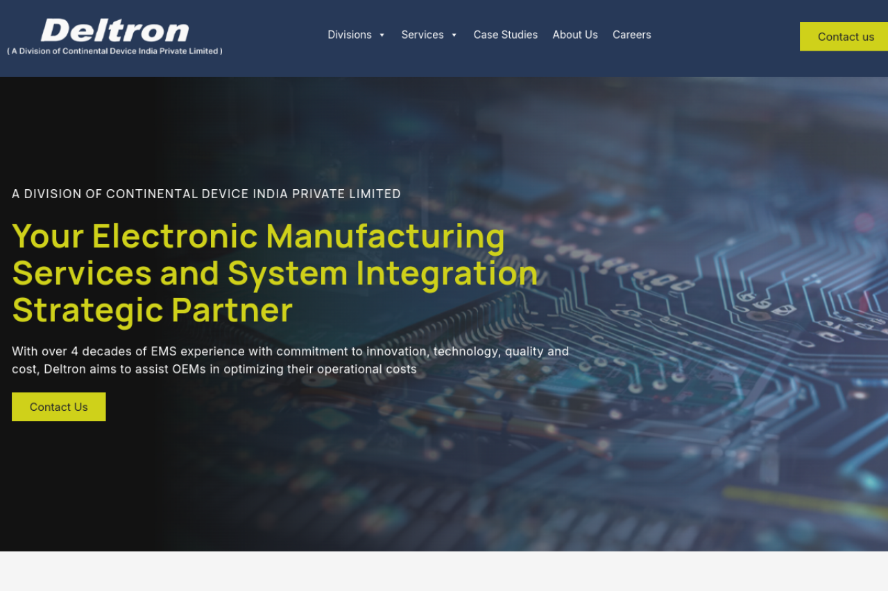Full website screenshot of deltron.in