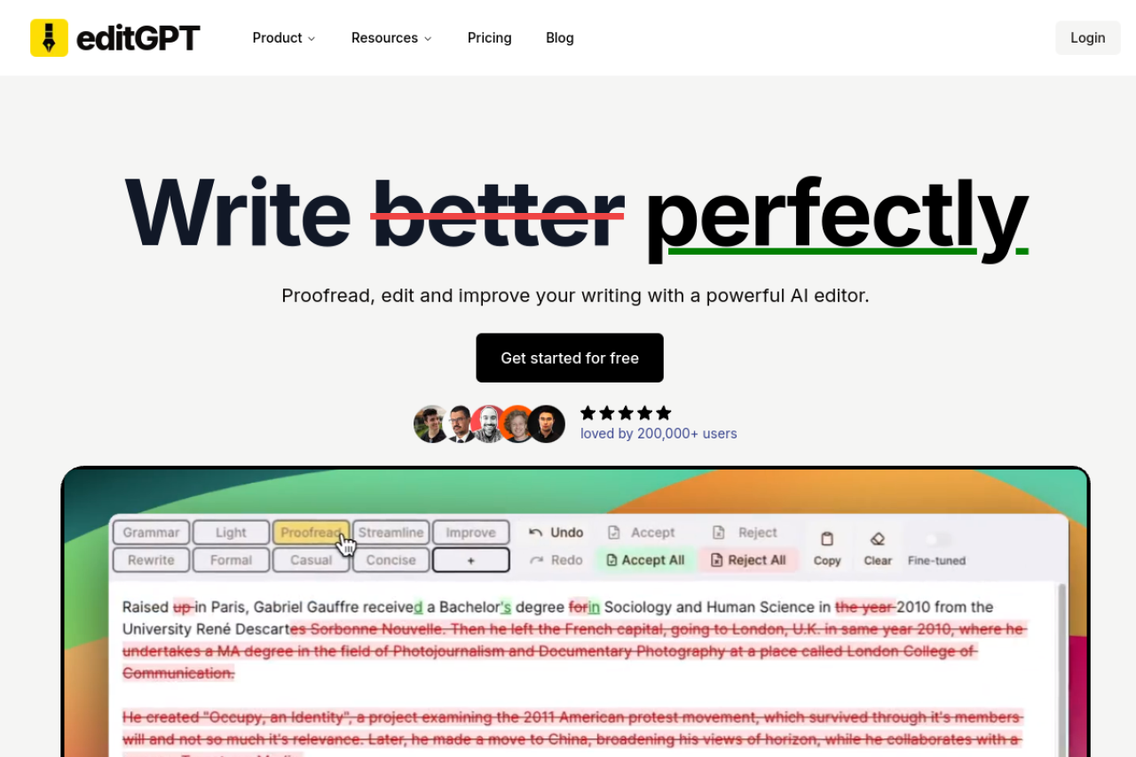 Proofread, edit and track chan
