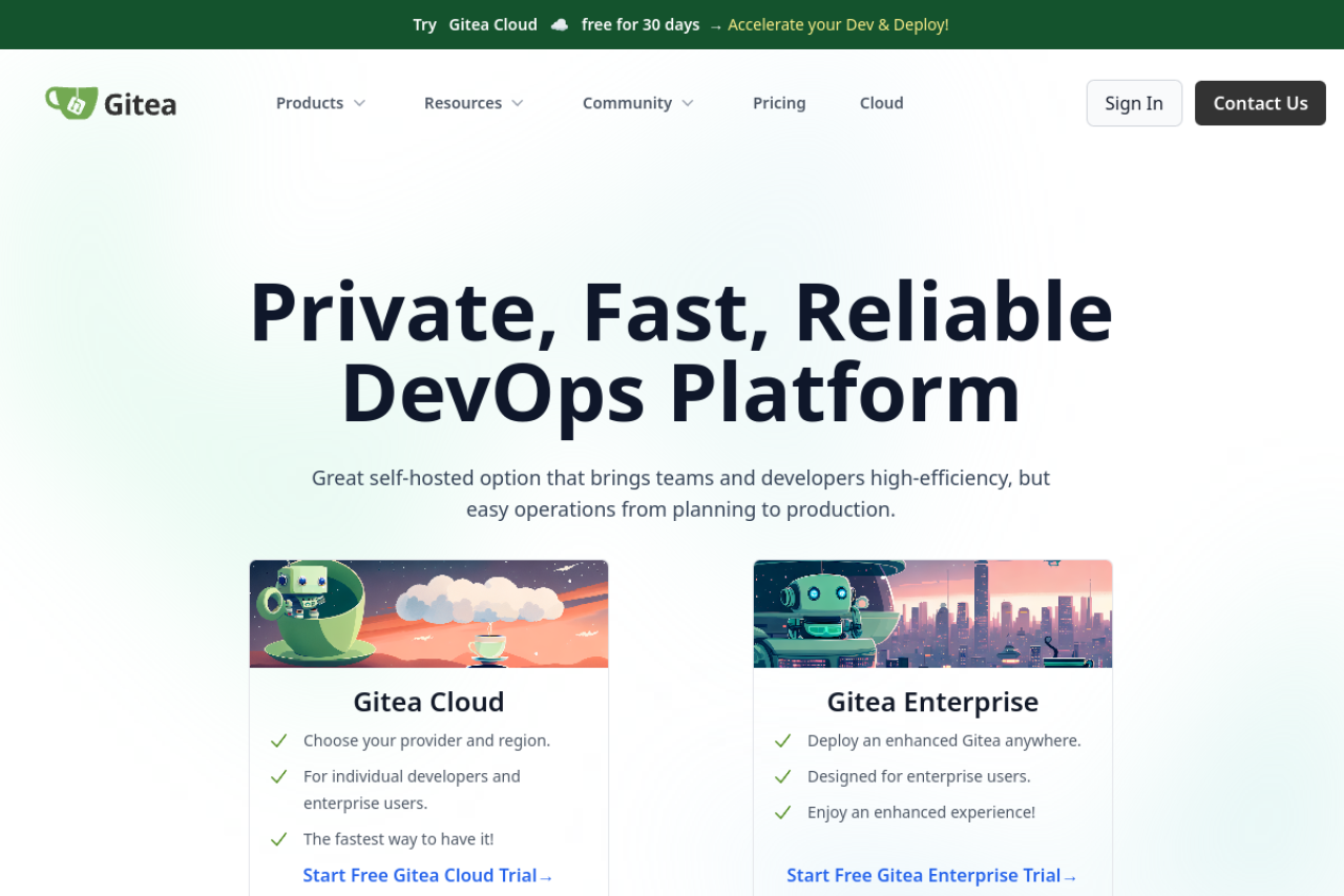 Gitea Official Website 界面预览