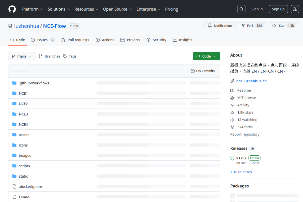 GitHub - luzhenhua/NCE-Flow: 新概念英语在线点读，点句即读、连续播放，支持 EN / EN+CN / CN。 界面预览