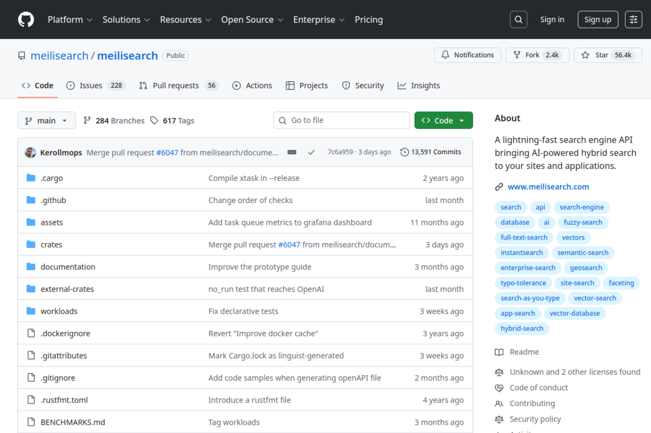 GitHub - meilisearch/meilisearch: A lightning-fast search engine API bringing AI-powered hybrid search to your sites and applications. 界面预览