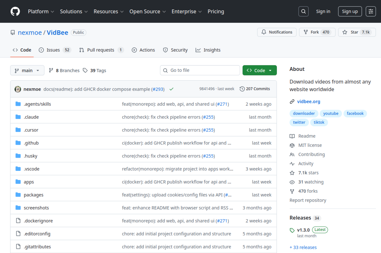 GitHub - nexmoe/VidBee: Download videos from almost any website worldwide 界面预览