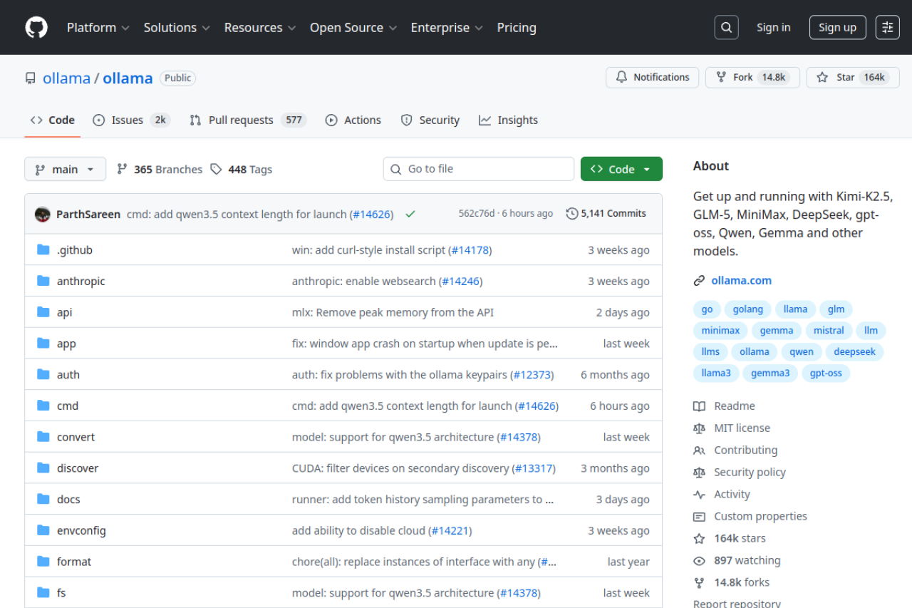 GitHub - ollama/ollama: Get up and running with Kimi-K2.5, GLM-5, MiniMax, DeepSeek, gpt-oss, Qwen, Gemma and other models. 界面预览
