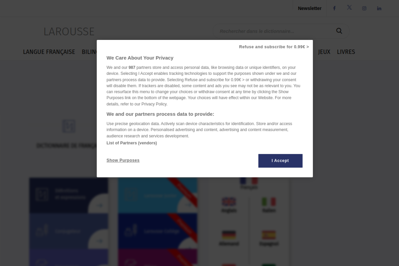 Screenshot of the larousse.fr homepage