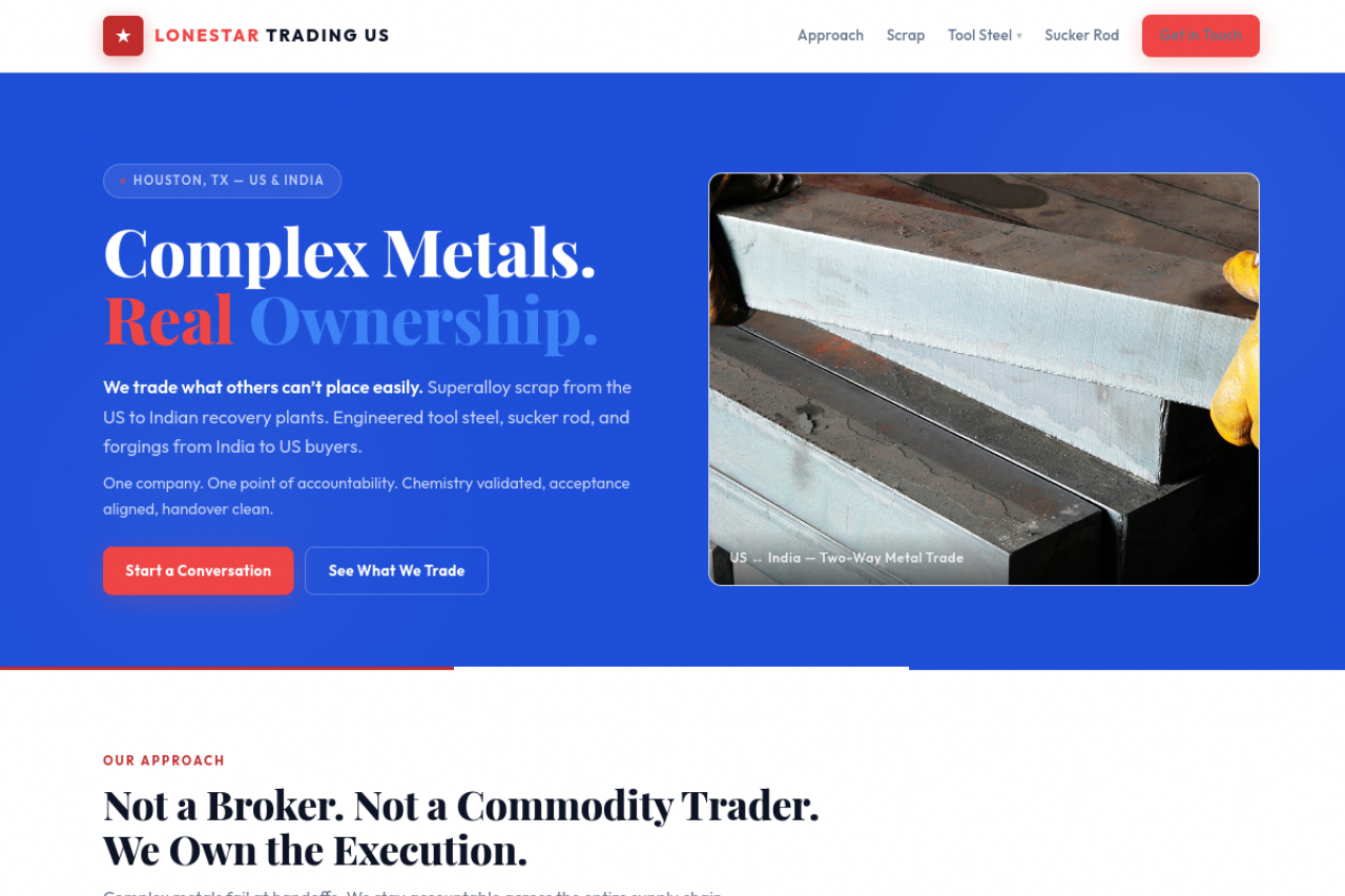 Full website screenshot of lonestartrade.us