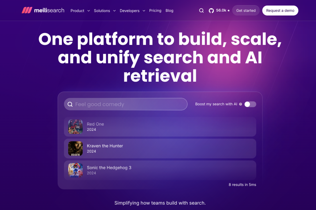 Meilisearch: Unified Search & AI Retrieval Platform 界面预览