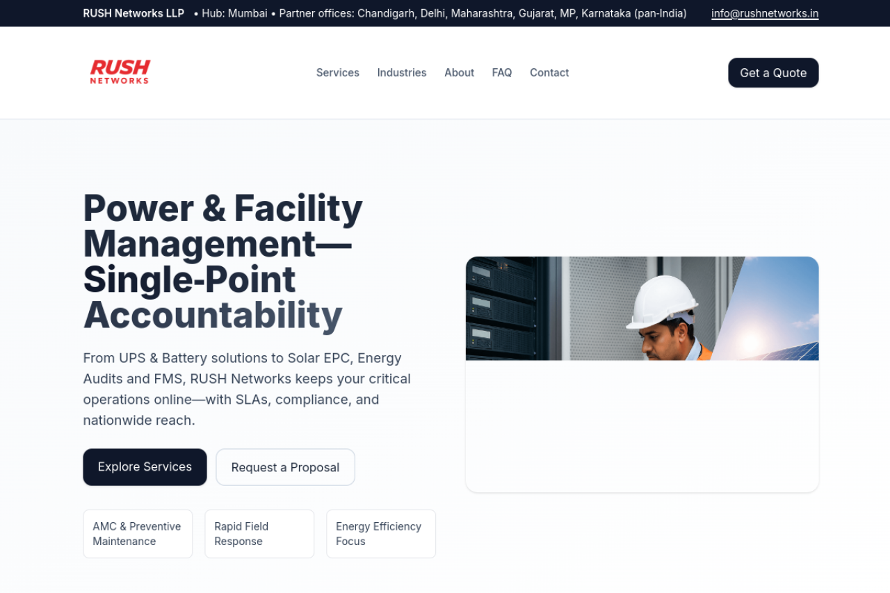 Full website screenshot of rushnetworks.in